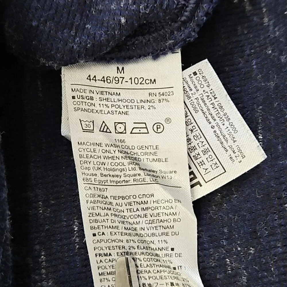 Banana Republic Waffle Hoodie Men's M Navy Blue Long Sleeve Drawstring‎ EUC LN